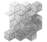 Ilcom Glass Mosaic On Mesh For Bathroom Or Kitchen 265mm X 305mm - Metallic Silver Cubes
