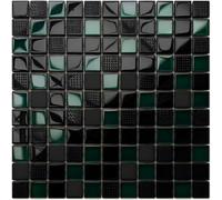Ilcom Glass Mosaic On Mesh For Bathroom Or Kitchen 300mm X 300mm - Black Lantern