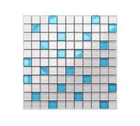 Ilcom Glass Mosaic On Mesh For Bathroom Or Kitchen 300mm X 300mm - Blue Sparks