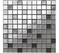 Ilcom Glass Mosaic On Mesh For Bathroom Or Kitchen 300mm X 300mm - Brilliant Silver