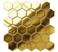 Ilcom Hexagon Glass Mosaic On Mesh For Bathroom Or Kitchen 247mm X 255mm - Golden Sunsets