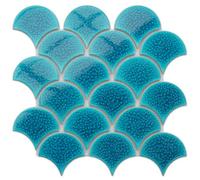 Ilcom Mosaic Tile Sheet In Ceramic On Mesh 28.5 Cm X 29.0 Cm - Adriatic Wave