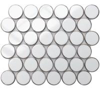 Ilcom Mosaic Tile Sheet In Ceramic On Mesh 30.6Cm X 26.5Cm - White Dots
