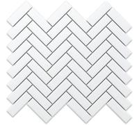 Ilcom Mosaic Tile Sheet In Ceramic On Mesh 31.5Cm X 27.7Cm - White Forest