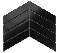 Ilcom Mosaic Tile Sheet In Ceramic On Mesh 31.6Cm X 21.5Cm - Giant Black Chevron