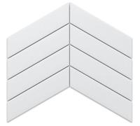 Ilcom Mosaic Tile Sheet In Ceramic On Mesh 31.6Cm X 21.5Cm - Giant White Chevron
