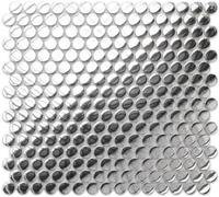Ilcom Mosaic Tile Sheet In Ceramic On Mesh 31.7Cm X 29.3Cm - Silver Dots