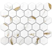 Ilcom Mosaic Tile Sheet In Ceramic On Mesh 32.3Cm X 27.7Cm - Gold Honey