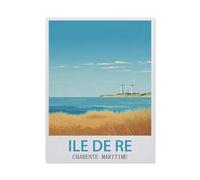 Ile de Ré Charente Maritimes Vintage Travel Poster，5D DIY Diamond Painting Full Round Drill Diamond Embroidery Cross Stitch Rhinestone Mosaic Paintings Art（40 x 50 cm/15.74 x 19.68 inches）-BU94