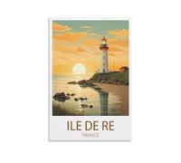 Ile De Re France Vintage Travel Poster Lighthouse 16x24inch(40x60cm) Canvas Wall Art Posters for Living Room Decor Paintings for Home Decor