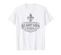 Île Saint-Louis Paris France Ornate Fleur-De-Lis Black Print Value Graphic T-Shirt