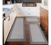 Ileading Kitchen Mat Sets 3 Piece Water Absorbent Kitchen Floor Rugs Non Slip Entrance Runner Rugs Farmhouse Laundry Throw mats Machine Washable Carpet Sets for Bathroom Indoormat Balcony Garage(Grey)