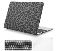iLeadon Compatible with MacBook Air 13 inch Case 2022, 2021-2018 Release A2337 M1 A2179 A1932, Plastic Hard Shell&Keyboard Cover&Screen Film for MacBook Air 13.3 inch Case (Black Leopard)