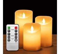 ILEEDear LED Candles - Flickering 4" 5" 6" Real Wax With Remote Control Timer - Flameless Christmas and Ramadan Decorations Pack of 3 (Ivory)