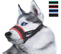 ILEPARK Nylon Soft Dog Muzzle for Dogs Prevent Anti Biting, Barking and Chewing, Adjustable Loop (XXL, Red)