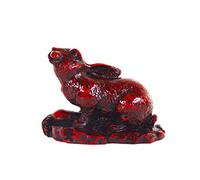 ILEWEI Fengshui Chinese Zodiac Sign Rabbit Statue New Year Easter Bunny Animal Wild Figurines Products Resin Hare Statues Table Art Home Decor Gift (Rabbit, Dark red)