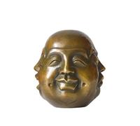 ILEWEI Four Face Buddha Head Statues Brass Sculpture Pleasure Anger Sorrow Joy Buddhist Yoga Meditation Home Decor Lucky Handcrafted Gift (Small)