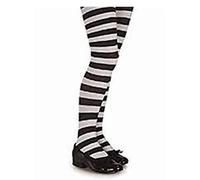 ILFD AGE 6-8 YEARS WICKED WITCH BLACK WHITE STRIPED TIGHTS