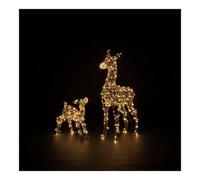 ILFD Group Ltd 90Cm & 40Cm Grey Rattan Led Deer & Fawn Decoration