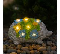 GARDEN HEDGEHOG ORNAMENT SOLAR STATUE RESIN GARDEN DECOR PATIO 23CM OUTDOOR