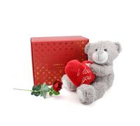 ILFD Group Ltd Valentines Day Hamper - Grey 'I Love you' Teddy & Rose ILFD Group Ltd Multicolor
