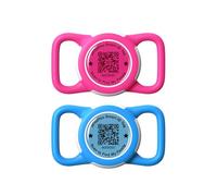 ILFINDYOU 2 Pack Waterproof AirTag Dog Collar Holder for Apple Tracker QR Code Case Rose Red&Blue