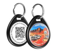 ilFindYou Dog Tags Personalized for Pets, Route 66 Pattern QR Code Dog Name Tags for Pet Collar, Online Profile, Scan Location Alerts, (Black Route)
