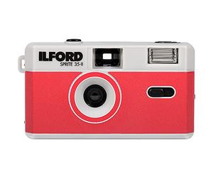 Ilford Sprite 35-II Reusable/Reloadable 35mm Analog Film Camera, Colour Film, Silver and Red