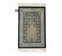Ilhaam Heritage Blue Islamic Prayer Rug Made in Madina - Premium Mada Design with Soft Woven Musalla, Traditional and Durable, Muslim Prayer Mat Carpet for Men Women Kids