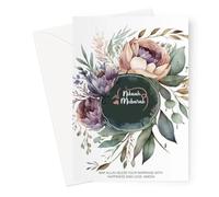 Ilhaam Nikah Mubarak Islamic Wedding Card - Muslim Marriage Greeting Card with Elegant Floral Watercolour Design & Envelope | Faith-Inspired Gift for Nikah, Walima or Engagement