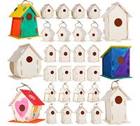 ILHSTY Large Paintable DIY Wooden Bird Houses Kits for Kids, Kids Crafts Wood Houses for Crafts Class Parties Birthday, DIY Crafts and Art Birdhouse Kits for Children to Build and Design (30)