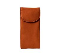 ili New York Double Flap Leather Eyeglass Case, Soft Multi-Functional 2-in-1 Sunglasses and Eyeglasses Case for Men and Women, Orange, One size