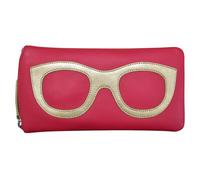 ili New York Ladies Leather Colourful Glasses Case Specticles Sun Summer - Indian Pink/Light Gold