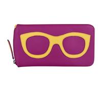 ili New York - Leather Eyeglass Case -Zippered Enclosure Eyeglass Case w/Frame Silhouette Embellishment (Orchid/Sunshine)