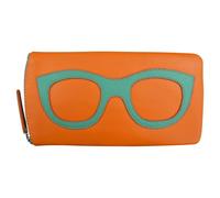 ili New York Papaya Turquoise Leather Eyeglass Case with Zipper Closure New