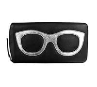 ili New York Women's 6462 Leather Glasses Case, Black/Silver, One Size