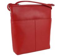 ili New York Womens Leather Midi Sac Crossbody Bag RFID Protected - Red