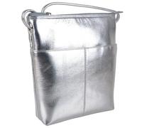 ili New York Womens Leather Midi Sac Crossbody Bag RFID Protected - Silver