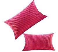 ILiemao 2 Pack Corduroy Soft Decorative Square Rectangle Throw Pillow Cover 60x60 50x70 80x80 cm Cushion Covers Pillowcase, Home Decorations for Sofa Couch Bed Chair(W21,2pcs 50x70cm)