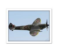 Iliff Chowells Military UK RAF Spitfire Fighter Plane Photo Artwork Framed Wall Art Print 18X24 Inch