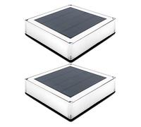 ILIKEPOW 2pcs Solar Lights Outdoor for Posts, Deck, Fence, Patio, Garden Post Cap Lamp Waterproof Lighting Colour Temperature Adjustable 3000K, 4000K, 6000K