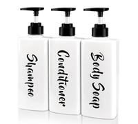 ILIKEPOW 3pcs Shampoo and Conditioner Dispenser, 500ml Bathroom Soap Dispenser with Pump, Refillable Shower Gel Dispenser Bottle for Hotel Home Kitchen Travel Body Wash Lotions, White