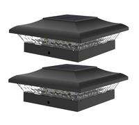 ILIKEPOW Pack of 2 Solar Caps for Square Post 9 x 9 cm 10 x 10 cm, IP65 Waterproof Solar Fence Caps Solar Fence Posts Cap Light for Fence Post (3000 K/6000 K)
