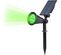 ILIKEPOW Solar Garden Spotlights Outdoor 180° Angle Adjustable Dark Sensing Auto On/Off Waterproof 4 LED Pathway Landscape Lights Wall Lights Ground Light Security Lighting (Green)