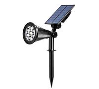 ILIKEPOW Solar Lights Outdoor Bright Spotlight Adjustable 7 LED Daylight White 6000K Landscape Lights Waterproof 2-in-1 Wall Lights Ground Light Security Lighting Dark Sensing Auto On/Off