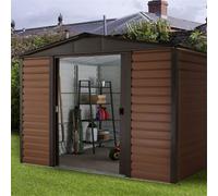 iLikeStores 9Ft 4" X 6Ft 1" Apex Metal Garden Shed - Brown (9Ft 4" X 6Ft 1" / 9"4' X 6"1' / 3.03M X 1.97M)
