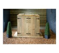 iLikeStores Double Redwood Pressure Treated Wheelie Bin Store - Double (2X 240L)
