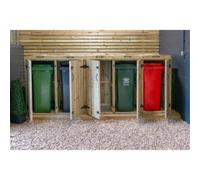iLikeStores Redwood Pressure Treated Wheelie Bin Store - Quintuple (5X 140L)