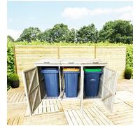 iLikeStores Redwood Pressure Treated Wheelie Bin Store - Triple (3X 360L)