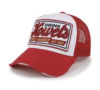 ililily Premium Howels Embroidery Vintage Baseball Cap Distressed Trucker Hat, Red, Medium
